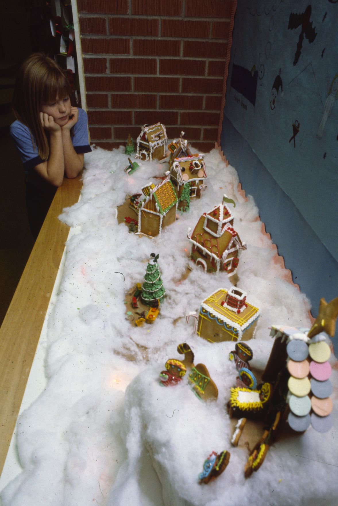 Gingerbread houses at Rimrock Elementary School, December 13, 1981